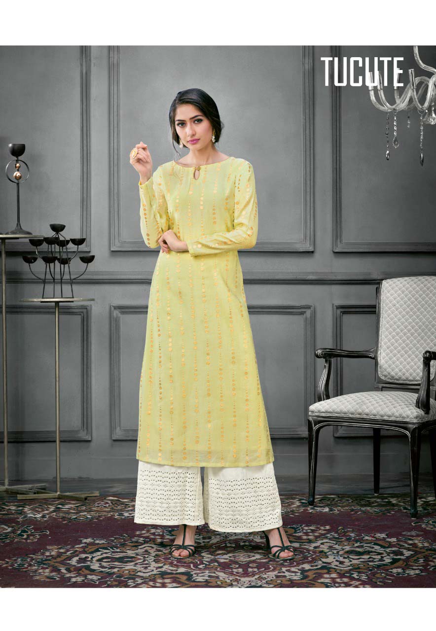 Karma Trendz Tucute 450 Series Foil Printed Kurti Karma Trendz Tucute 450 Series Foil Printed Kurti